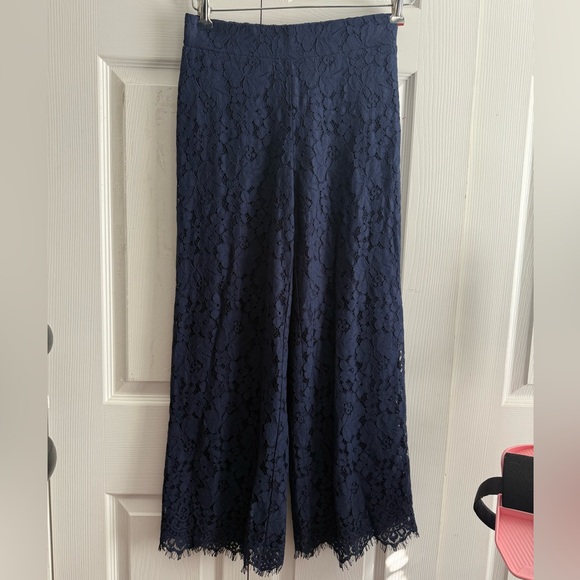 Isaac Mizrahi Navy Lace A-Line Pants - Picture 1 of 5